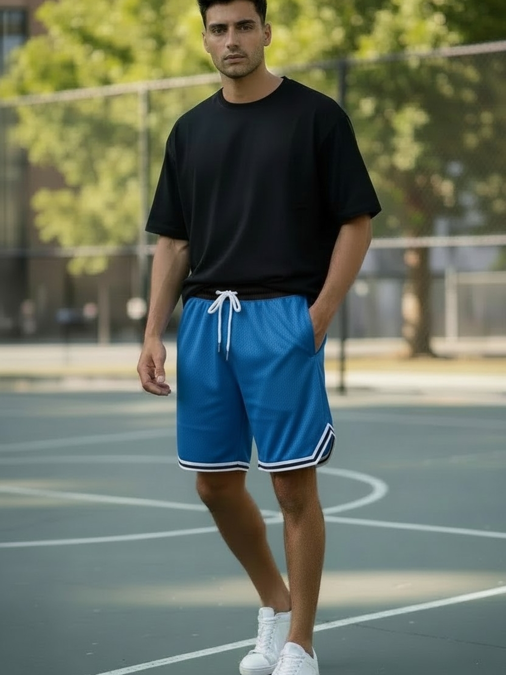"Gym To Streets" shorts - BLUE